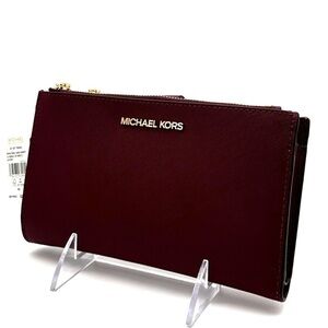 Michael Kors Large Double Zip Wallet Wristlet Dark
Cherry